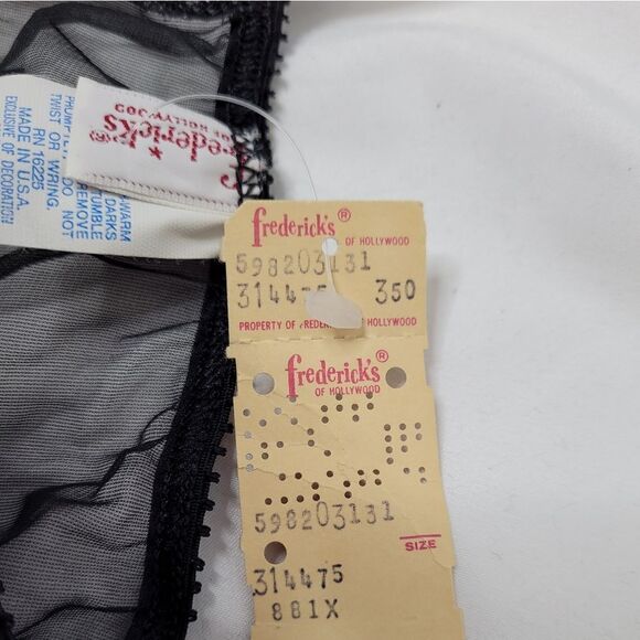 NEW Vintage 70s Fredrick's of Hollywood sheer black crotchless panties underwear - Picture 7 of 9